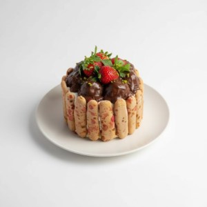 Çilekli Profiterol Soslu Yaş Pasta (4-6 Kişilik)